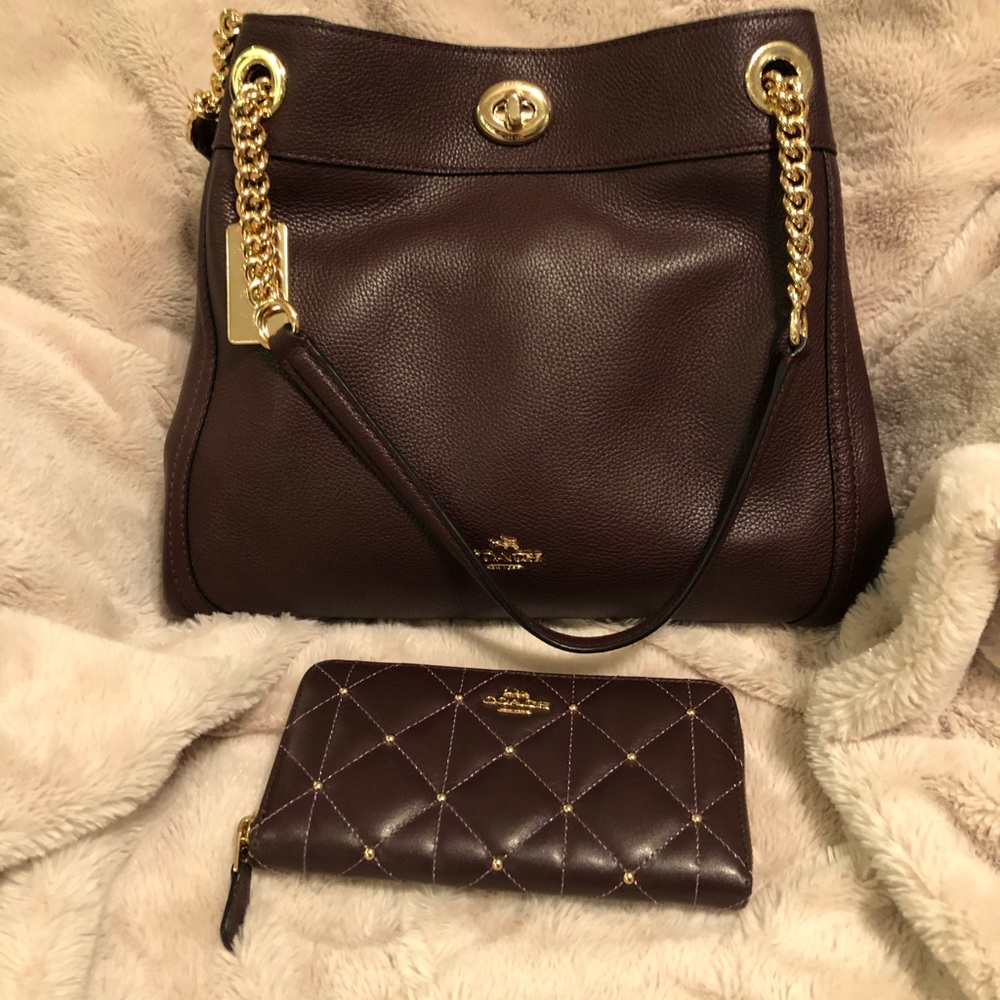 Coach Edie turnlock satchel and wallet